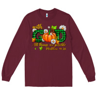 Burgundy with god all things are possible Long Sleeve Tee - AdoDesignShop