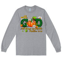 Heather Grey with god all things are possible Long Sleeve Tee - AdoDesignShop