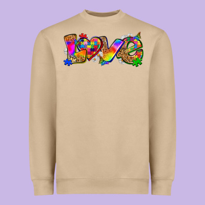 Love Autism Heavyweight Sweatshirt Designed By Zillion Design Studio