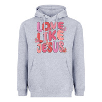 Heather Grey love like jesus Heavyweight Hoodie - MaliasSmallBusiness