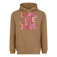 Toasted Coconut love like jesus Heavyweight Hoodie - MaliasSmallBusiness