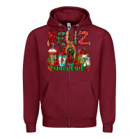 Burgundy feliz navidad lady of Guadalupe christmas coffee Zipper Hoodie - Jasminsmagicworld