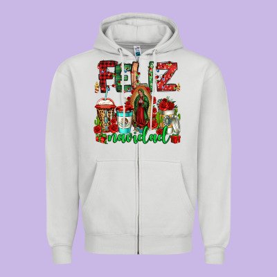 Feliz Navidad Lady Of Guadalupe Christmas Coffee Zipper Hoodie Designed By Jasminsmagicworld