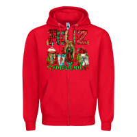 Red feliz navidad lady of Guadalupe christmas coffee Zipper Hoodie - Jasminsmagicworld