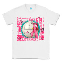 White pink out breast cancer volleyballs Classic Tee - AdoDesignShop