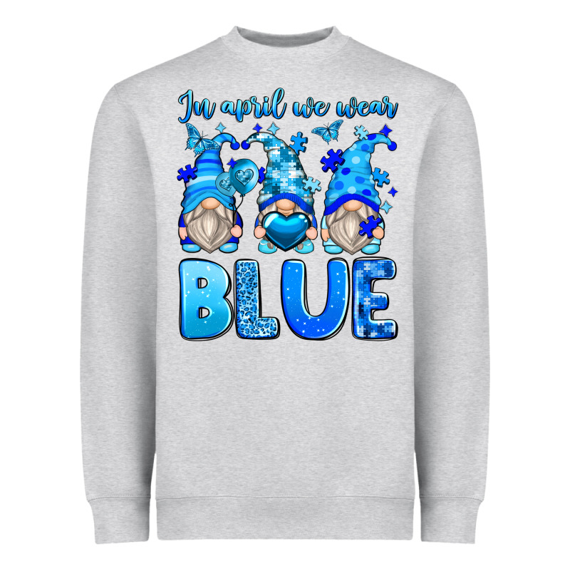 In April We Wear Blue Autism Gnomes Heavyweight Sweatshirt by Zillion Design Studio | Teevron