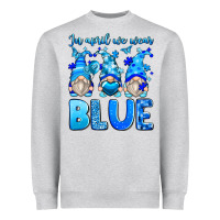 Heather Grey in april we wear blue autism gnomes Heavyweight Sweatshirt - Zillion Design Studio