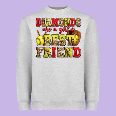Diamonds Are A Girl's Best Friend Softball Heavyweight Sweatshirt Designed By Zillion Design Studio