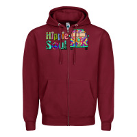 Burgundy hippie soul caravan Zipper Hoodie - BarkalooDesign