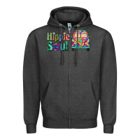 Charcoal Heather hippie soul caravan Zipper Hoodie - BarkalooDesign