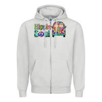Dove Grey hippie soul caravan Zipper Hoodie - BarkalooDesign