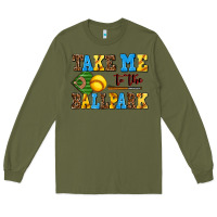 Army Green take me to the ballpark softball Long Sleeve Tee - AdoDesignShop