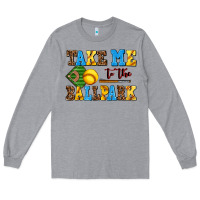 Heather Grey take me to the ballpark softball Long Sleeve Tee - AdoDesignShop