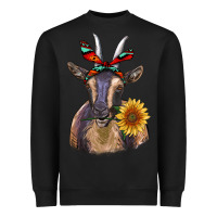 Black sunflower aztec ribbon goat Heavyweight Sweatshirt - RanaPortraitStore