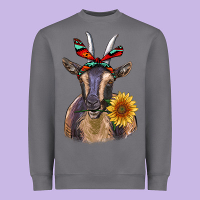 Sunflower Aztec Ribbon Goat Heavyweight Sweatshirt Designed By Ranaportraitstore