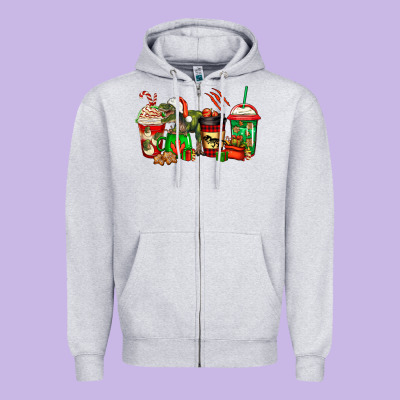 Trex Coffee Cups Zipper Hoodie Designed By Jasminsmagicworld