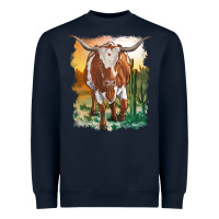 Navy longhorn cow with desert background Heavyweight Sweatshirt - RanaPortraitStore