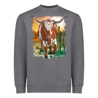 Storm longhorn cow with desert background Heavyweight Sweatshirt - RanaPortraitStore