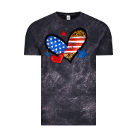 Cloud Black American flag heart leopard Vintage Tee - Neo Western