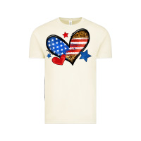 Vintage Arctic American flag heart leopard Vintage Tee - Neo Western