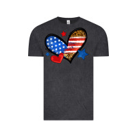 Vintage Black American flag heart leopard Vintage Tee - Neo Western
