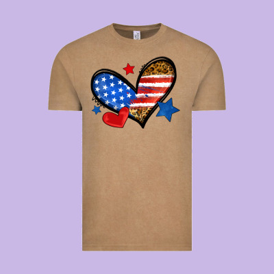 American Flag Heart Leopard Vintage Tee Designed By Neo Western