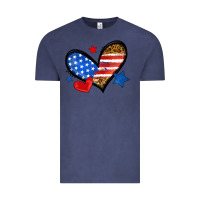 Vintage Denim American flag heart leopard Vintage Tee - Neo Western