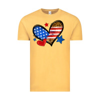 Vintage Mustard American flag heart leopard Vintage Tee - Neo Western