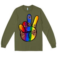 Army Green pride leopard peace hand Long Sleeve Tee - JahusDesignShop