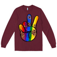 Burgundy pride leopard peace hand Long Sleeve Tee - JahusDesignShop