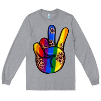 Heather Grey pride leopard peace hand Long Sleeve Tee - JahusDesignShop