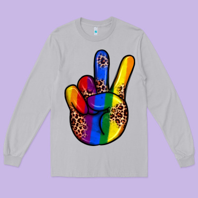 Pride Leopard Peace Hand Long Sleeve Tee Designed By Jahusdesignshop