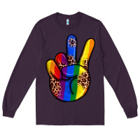Plum pride leopard peace hand Long Sleeve Tee - JahusDesignShop