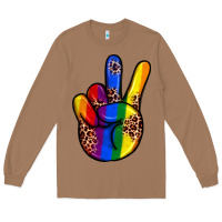 Toasted Coconut pride leopard peace hand Long Sleeve Tee - JahusDesignShop
