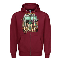 Burgundy hippie soul caravan Zipper Hoodie - BarkalooDesign