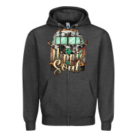 Charcoal Heather hippie soul caravan Zipper Hoodie - BarkalooDesign