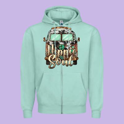 Hippie Soul Caravan Zipper Hoodie Designed By Barkaloodesign