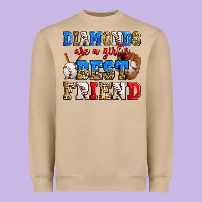 Diamonds Are A Girl's Best Friend Baseball Heavyweight Sweatshirt Designed By Zillion Design Studio