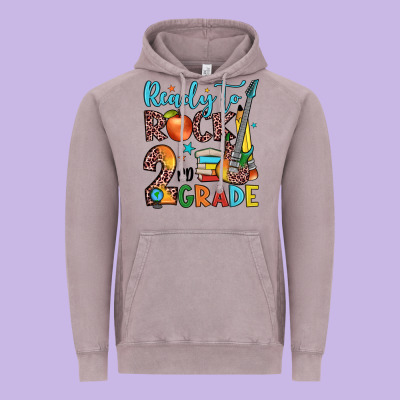 Ready To Rock 2nd Grade Vintage Hoodie Designed By Jahusdesignshop