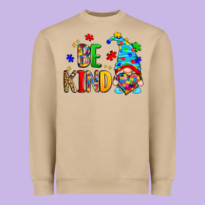 Be Kind Autism Gnome Heavyweight Sweatshirt Designed By Zillion Design Studio