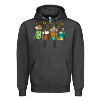 Charcoal Heather sloth coffee cups Zipper Hoodie - Jasminsmagicworld