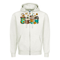 Oatmeal Heather sloth coffee cups Zipper Hoodie - Jasminsmagicworld