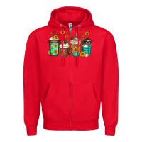 Red sloth coffee cups Zipper Hoodie - Jasminsmagicworld