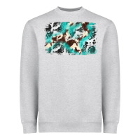Heather Grey Cowhide Background Western Heavyweight Sweatshirt - texasbilliewilder