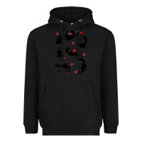 Black valentine cat Heavyweight Hoodie - MaliasSmallBusiness