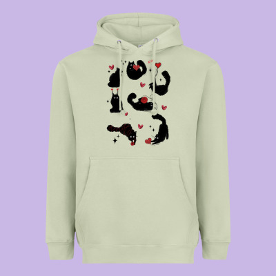 Valentine Cat Heavyweight Hoodie Designed By Maliassmallbusiness