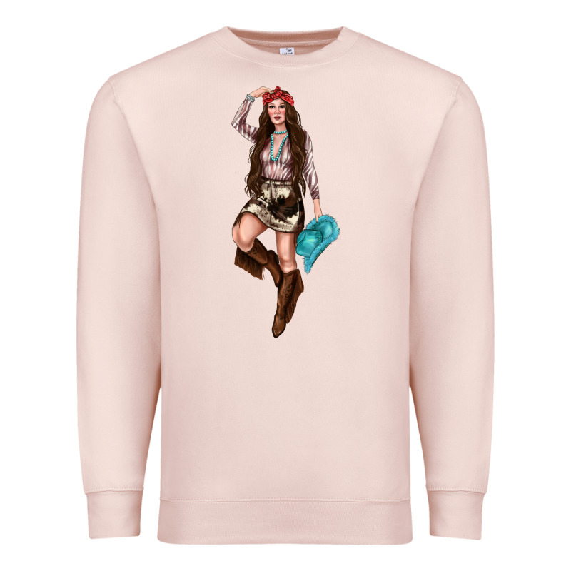 Western Cowgirl Premium Sweatshirt by NancyCooperArtShop | Teevron