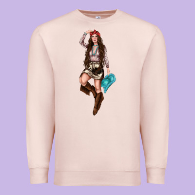Western Cowgirl Premium Sweatshirt Designed By Nancycooperartshop