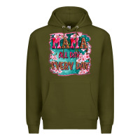 Army Green mama all day everyday Premium Hoodie - LillyAllenDesigns