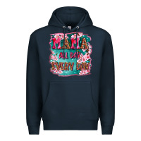 Navy mama all day everyday Premium Hoodie - LillyAllenDesigns